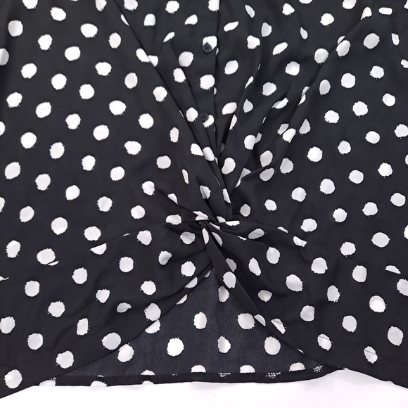 ROAMAN'S Women's Blouse Long Sleeve Button Front Black White Spots Plus - Sz 26W - Picture 3 of 10